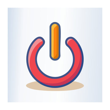 Red and orange power button icon on white background