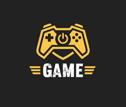 Yellow Game Controller Logo - Bold "GAME" Gaming Emblem Vector