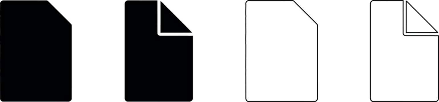 Set of document icons representing blank pages and folded corners