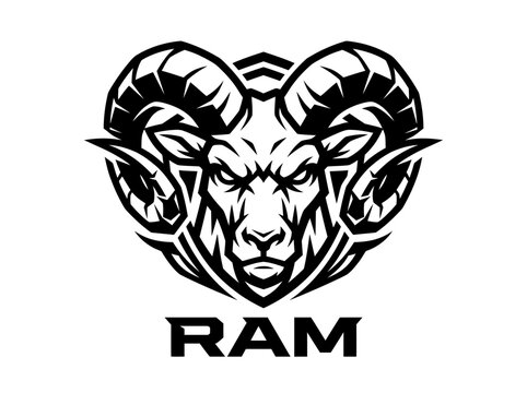 Black Ram Head Logo Design.