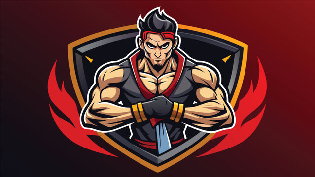 Martial artist warrior poised for combat with dynamic flame background representing strength and power
