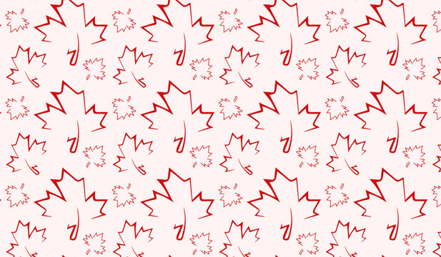 Minimalist red maple leaf pattern background for canadian national holiday.