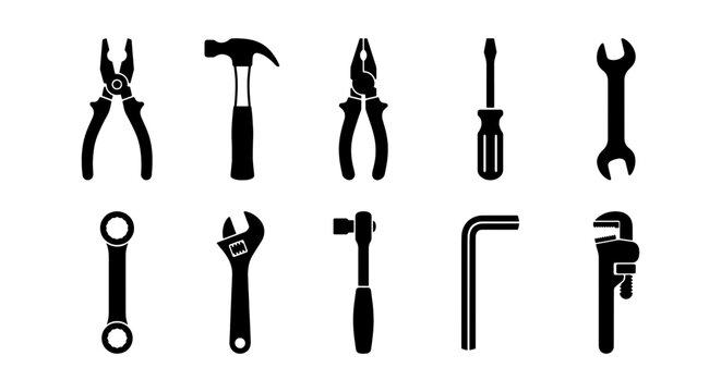 Hand Tools Collection, Repair Icons, Construction Equipment Set