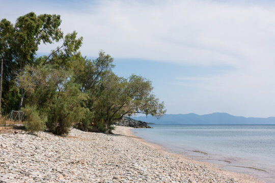 Amazing scenery by the sea in Razi beach, close to Afissos, West Pelion, central Greece