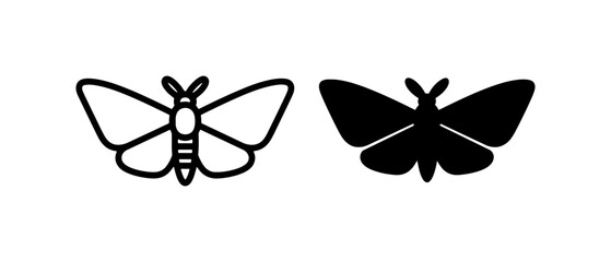 Moth Icons: Outline and Silhouette, Insect Vector Graphics © Shihab