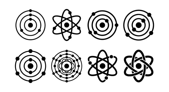 Atomic Structure Icons, Science Symbols, Chemistry Diagrams, Physics Models