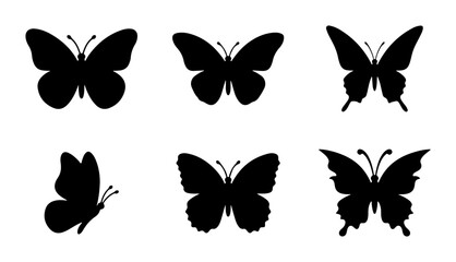 Butterfly Silhouettes, Insect Icons, Winged Creatures, Vector Art Collection © Shahinur