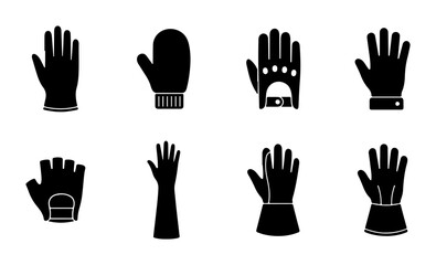 Obraz premium Glove Icons Set, Winter Mittens, Fingerless Gloves, Safety Mitts