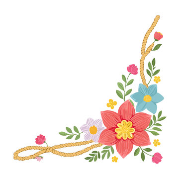 Floral corner decoration with rope element