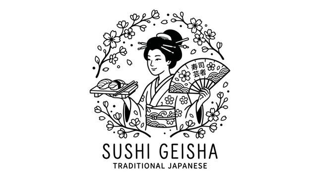 Traditional Japanese Geisha Holding Fan.