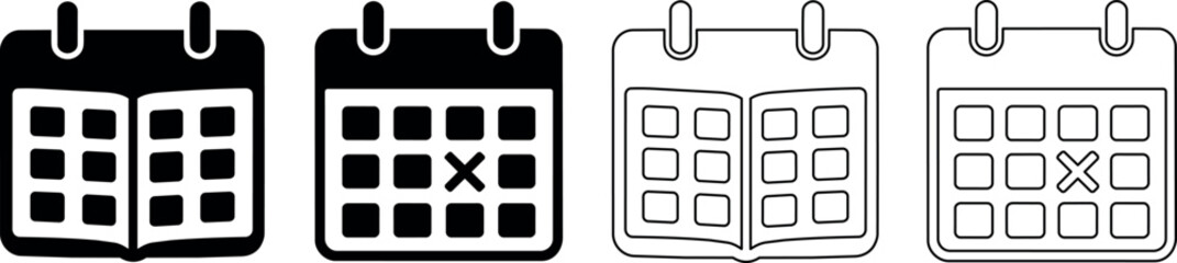Set of calendar icons showing dates and marked days for planning © Santiago