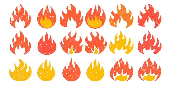 Stylized Fire Flame Illustrations Vector Graphics On Black Background
