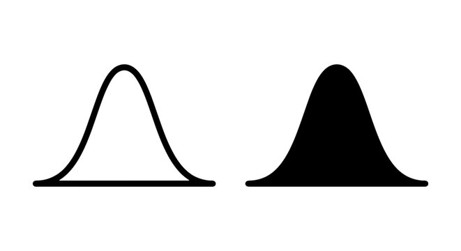 Bell Curve Icons, Gaussian Distribution Symbols, Probability Statistics Visuals, Data Science Concepts