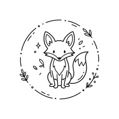 Obraz premium Cute cartoon fox sitting down.