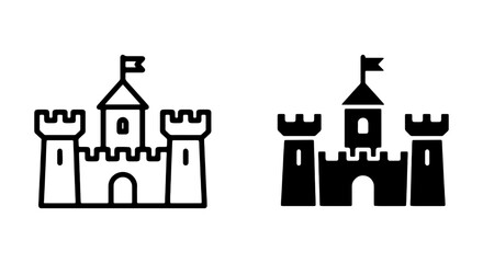 Castle Icons: Medieval Fortress Symbols, Royal Architecture Graphics, Fantasy Kingdom Vector Art © AMINURISLAM
