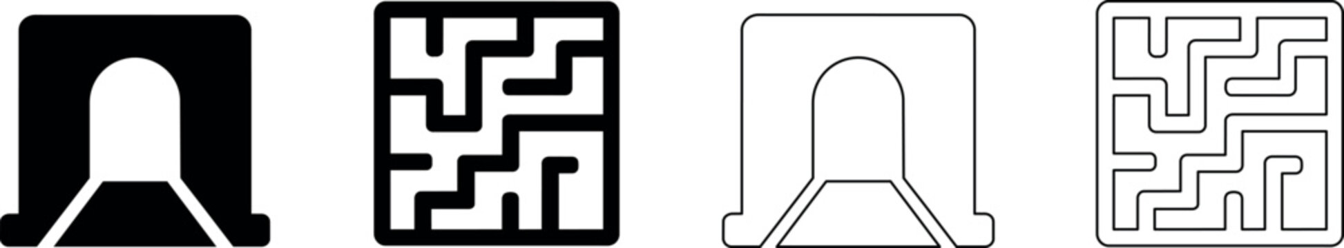 Stylized maze design featuring different color variations