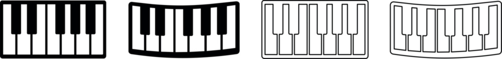 Collection of stylized piano keyboard icons in various designs and shapes © Santiago