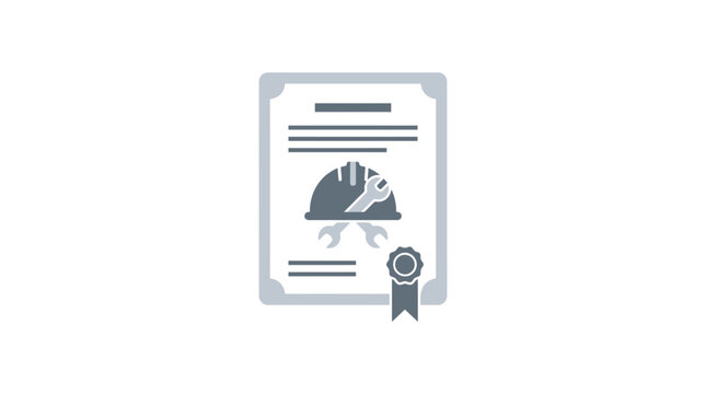 Certificate of Achievement with Hard Hat and Wrench Icon - Industrial Safety and Quality