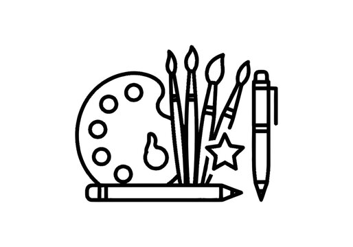 Painting tools and art supplies.