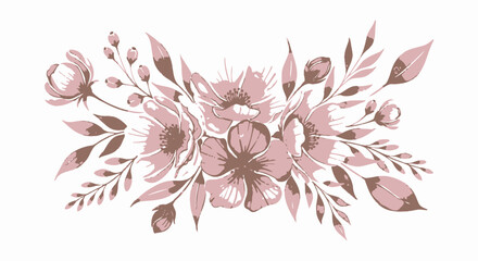Elegant vintage dusty pink floral bouquet on white background © bahri