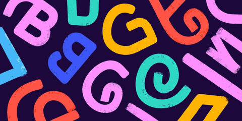 Colorful abstract letterforms vector illustration with overlapping shapes © BidhanChandra