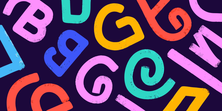 Colorful abstract letterforms vector illustration with overlapping shapes