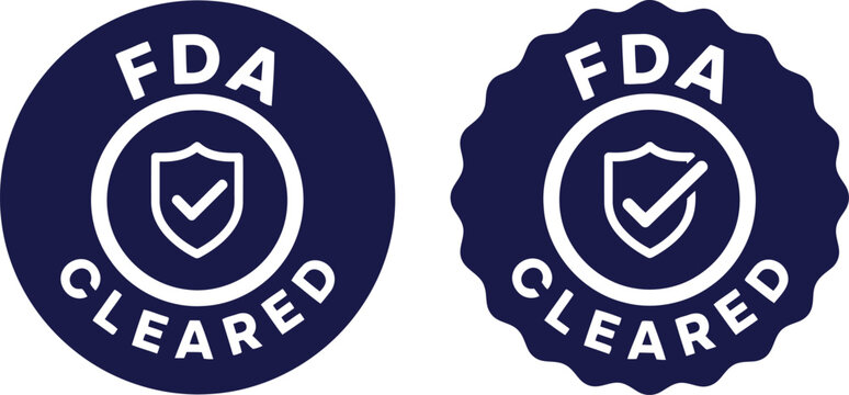 FDA Cleared Badge Icons with Check Mark on White Background
