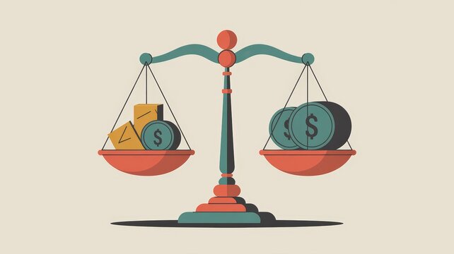 Balancing financial resources on a vintage scale with coins and gold bars.