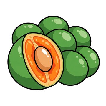 mamoncillo Vector Illustration with Half Cut Fruit