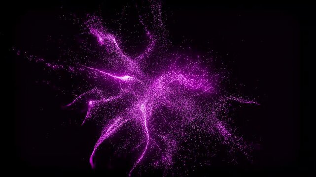 purple sparkling on black background 4k video