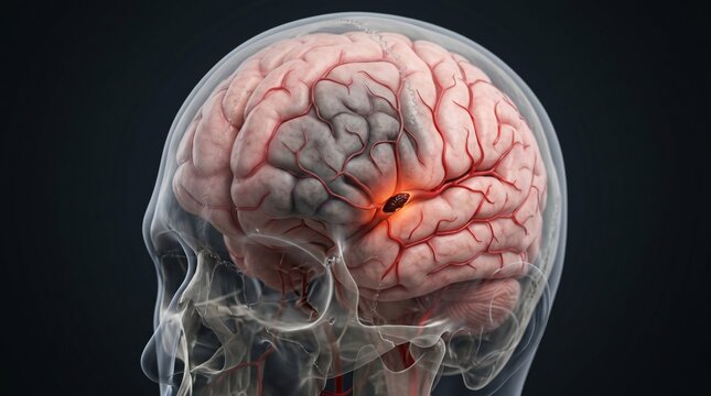 Human Brain Anatomy Colored Highlights 3D Medical Illustration Dark