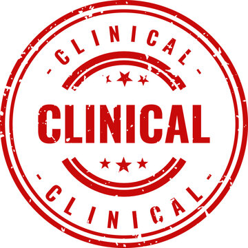Clinical stamp seal red ink grunge texture isolated on white background