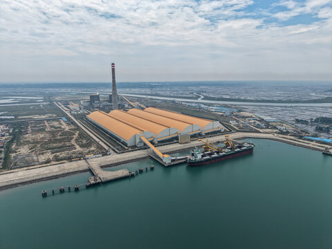 Aerial Drone View of Matarbari Deep Sea Port and Coal Power Infrastructure in Cox&rsquo;s Bazar, Bangladesh