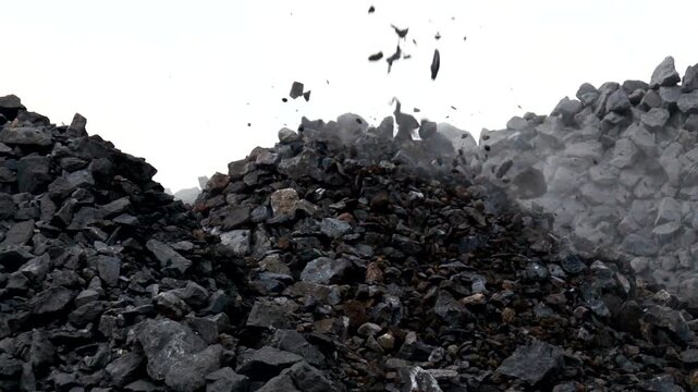 Falling Rocks and Debris at Quarry Mining Site