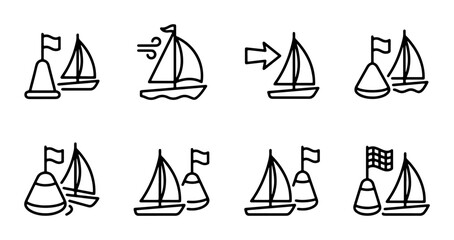 Sailing Icons Set: Nautical Symbols, Wind, Race Flags, Buoys © Mizanur