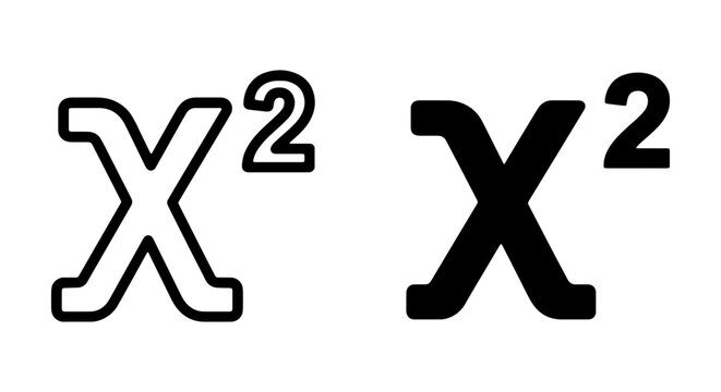 X Squared Math Symbol, Scientific Notation, Algebraic Equation Vector Icons