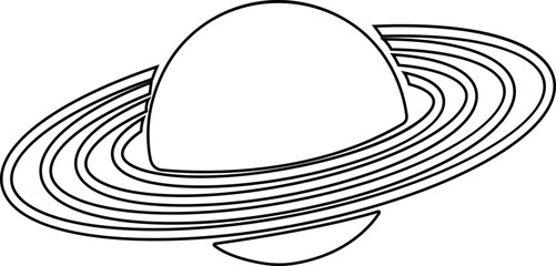Saturn planet, ringed world and galaxy icon in line style vector, space, cosmic, astronomy, orbit, universe symbols bundle © AbdulJabbar