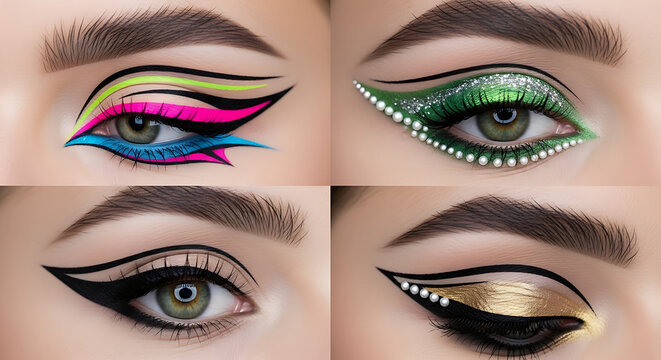 Closeup of eyes with colorful makeup.