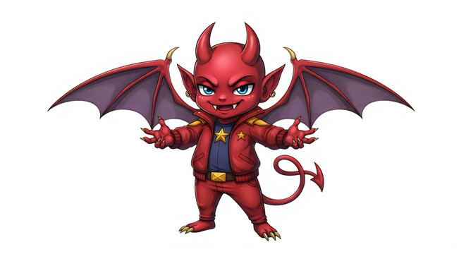 Cute little devil cartoon character isolated on transparent background for happy halloween