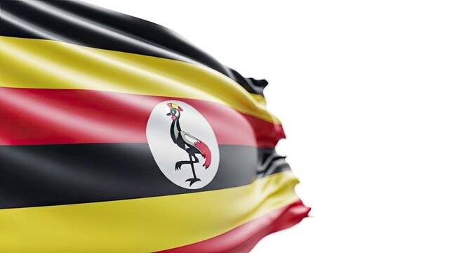 Ugandan Flag Fabric Banner with Vibrant Colors and Texture