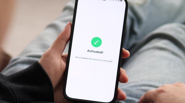 a user selecting Global Roaming for 15.00 dollars per month. The interface shows a popup with coverage in 140 countries and a Confirm Activation button. Ideal for illustrating international travel