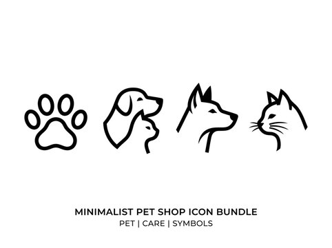 Minimalist dog paw and head line art