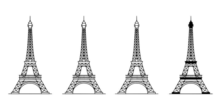 Eiffel Tower Landmark Icon Line Art Illustration for Travel Posters, Monuments, and Paris Themed Graphic Design
