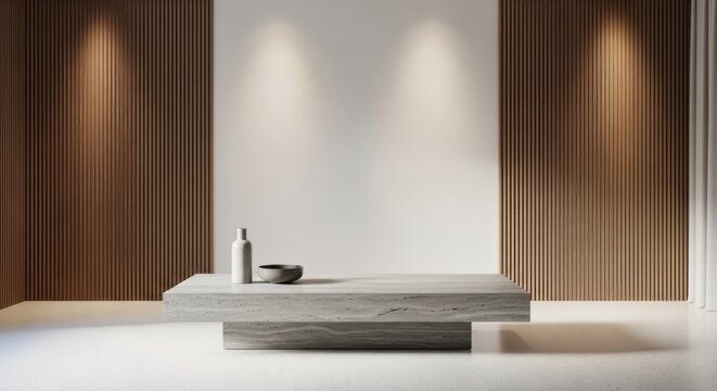 Modern bathroom sink, minimalist interior design, gray marble, recessed lighting