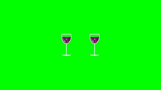 Wine Glasses Clinking Animation Toasting Cheers Motion Graphic on Chroma Key Background