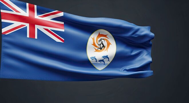 Flag of Bermuda Flapping in the Wind on Dark Background