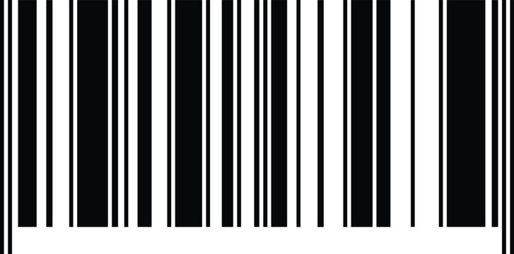 Barcode vector illustration, black vertical lines on white background, product identification symbol, machine-readable code, retail, packaging, inventory