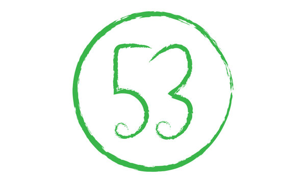 abstract hand drawn brush bullet points green number 53 vector.