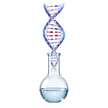 3D scientific illustration of biotechnology research and gene modification