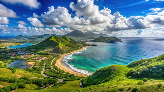 St kitts landscape featuring both the atlantic and caribbean oceans